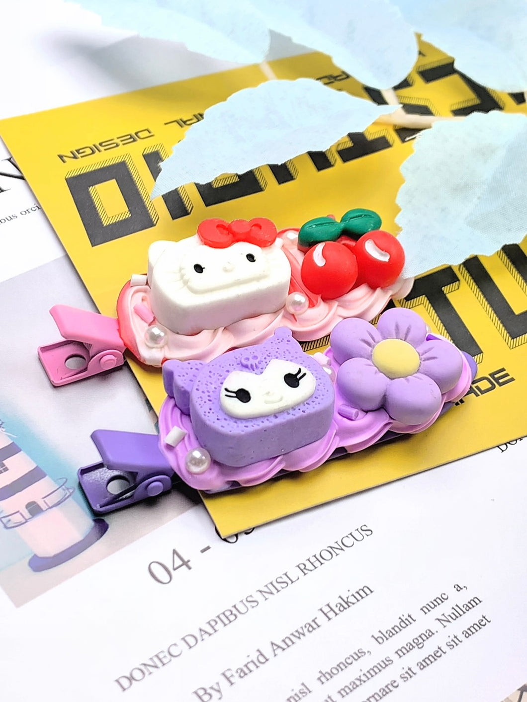 Sanrio Kuromi Hello Kitty Decoden Hair Clip