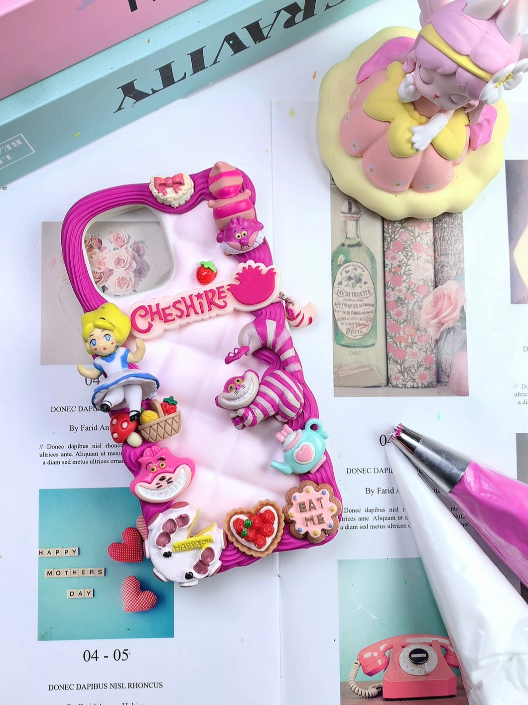 Cheshire Cat Alice in Wonderland Decoden Phone Case For Any Phone Model