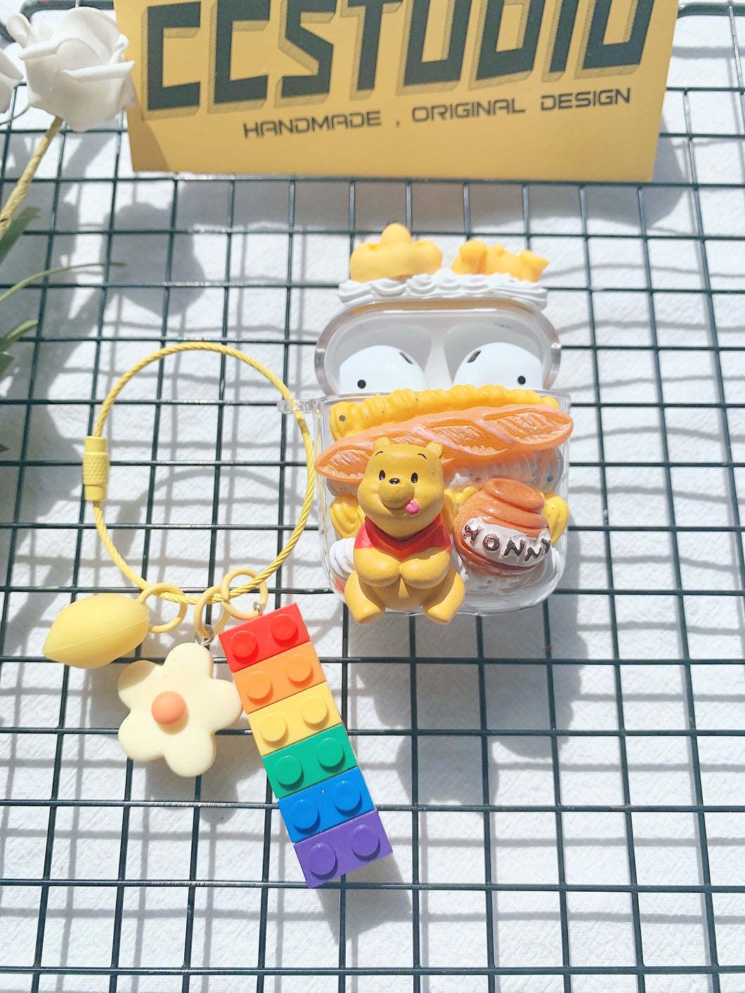 Winnie the Pooh Decoden Earbud Case For Any Model with Keychain